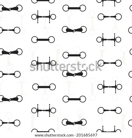 Vintage equine background with saddles and bits. Perfect equine seamless texture made in vector. Horseriding design. Horse supplies.