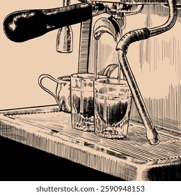 Vintage espresso machine vector drawing