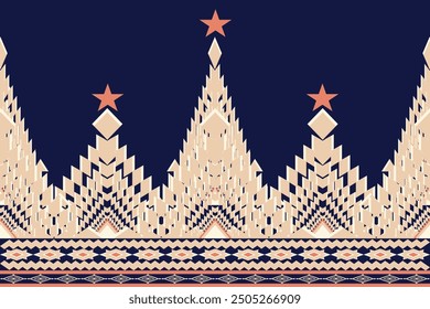 Vintage Ethnic abstract pattern tribal seamless. Aztec geometric art. Navajo textile Ikat background design for wallpaper, cushions, clothing, and fabric. Vector illustration embroidery style.