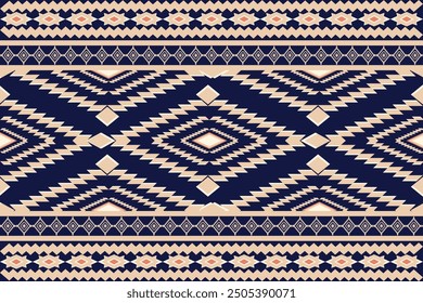Vintage Ethnic abstract pattern tribal seamless. Aztec geometric art. Navajo textile Ikat background design for wallpaper, cushions, clothing, and fabric. Vector illustration embroidery style.