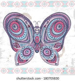 Vintage ethnic butterfly illustration for your business