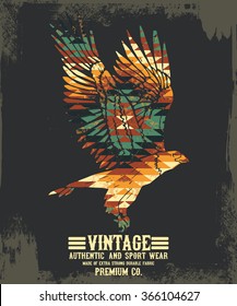 Vintage ethnic eagle typography, vector illustration