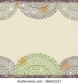 Vintage ethnic horizontal seamless banner. All objects are conveniently grouped on different layers and are easily editable.