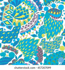 Vintage Ethnic Seamless Background. Boho Pattern. Color Abstract Ornament. Vector Decorative Background for Fabric.