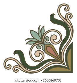 Vintage ethnic tribal corner elements for carpet pattern