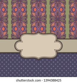 Vintage ethnic vector abstract flower frame with text place