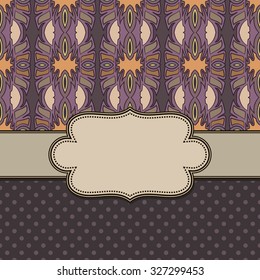 Vintage ethnic vector abstract flower frame with text place