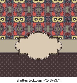 Vintage ethnic vector abstract flower frame with text place