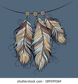 Vintage ethnic vector Feathers