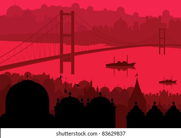 Vintage Europe city landscape illustration