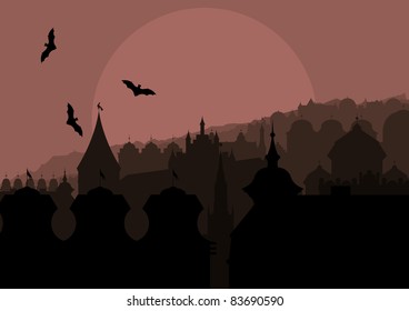 Vintage Europe city landscape illustration