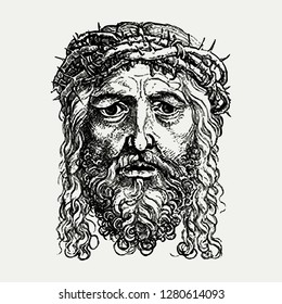 Vintage European style Jesus Christ engraving vector