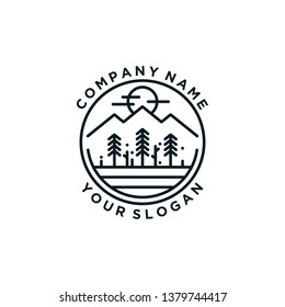 Vintage Evergren With Mountain Logo Design Inspiration.