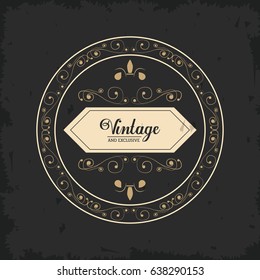 vintage and exclusive round badge luxury royal floral crest