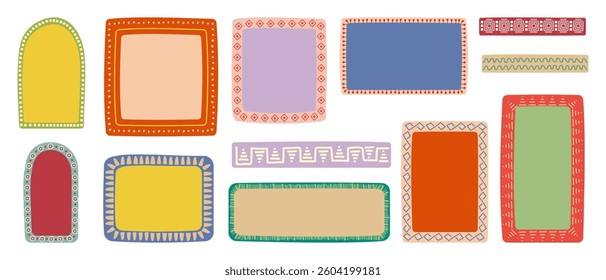 Vintage exotic frames in ethnic style. Retro frames, set. Vector