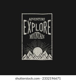 Vintage Explore Mountain Typography retro postage stamp vector design