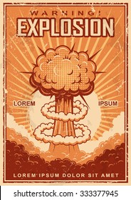 Vintage explosion poster on a grunge background.