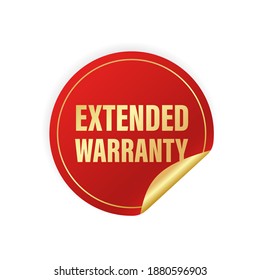 Vintage extended warranty sticker, great design for any purposes. 3d gold illustration on white backdrop. Vector illustration. Sticker design. Isolated vector.