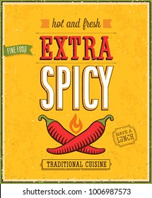 Vintage Extra Spicy Poster. Vector illustration.