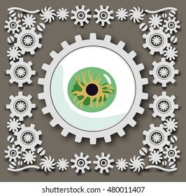 Vintage eye vector. Creative steampunk mechanical object. Vector illustration.