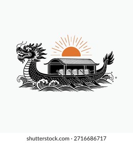 Vintage Eyecatching Dragon boat Vector