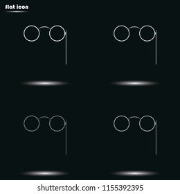 Vintage eyeglasses flat grayscale vector icon. Pince-nez illustration.