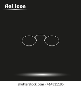 Vintage eyeglasses icon. Flat pince-nez illustration.
