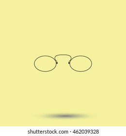 Vintage eyeglasses icon. Flat pince-nez illustration.