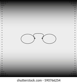 Vintage eyeglasses icon. Flat pince-nez illustration.