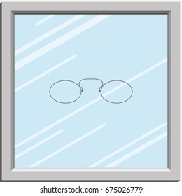 Vintage eyeglasses icon. Flat pince-nez illustration.