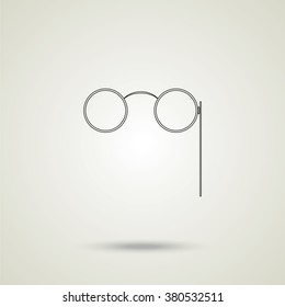 Vintage eyeglasses icon. Pince-nez illustration.