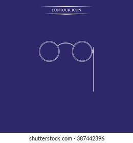 Vintage eyeglasses icon. Pince-nez illustration.