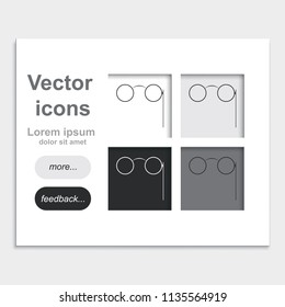 Vintage eyeglasses placed on web page template flat vector icon. Pince-nez illustration.