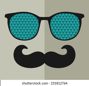 Vintage eyeglasses with reflection. Vector illustration of accessory for hipster - sunglasses isolated. Best print for your t-shirt.
