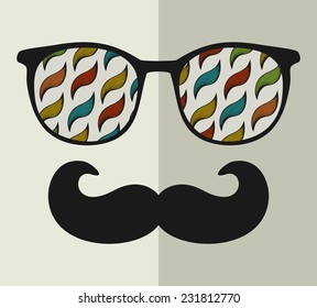 Vintage eyeglasses with reflection. Vector illustration of accessory for hipster - sunglasses isolated. Best print for your t-shirt.