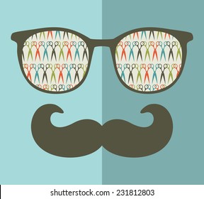 Vintage eyeglasses with reflection. Vector illustration of accessory for hipster - sunglasses isolated. Best print for your t-shirt.