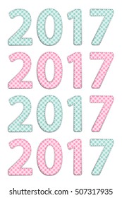 Vintage fabric numbers 2017 as patch applique in shabby chic style, ideal as calendar cover