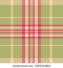 Vintage fabric vector textile, woven pattern plaid background. Scratched seamless tartan texture check in lime and orange colors palette.