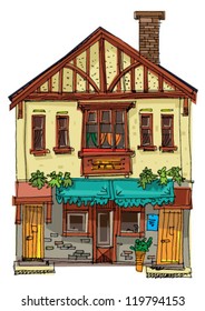 vintage facade - Bristol - cartoon