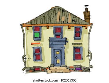 vintage facade - cartoon