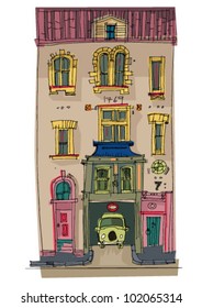 vintage facade - cartoon