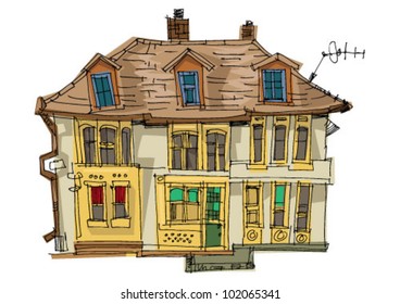 vintage facade - cartoon