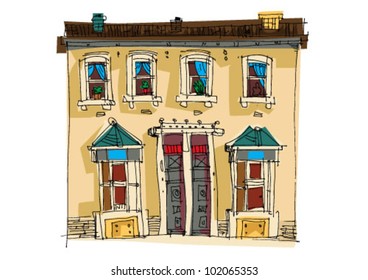 vintage facade - cartoon