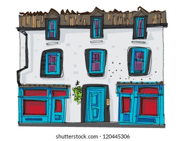 vintage facade - edinburgh - cartoon