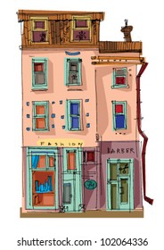 vintage facade - London - cartoon
