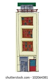vintage facade - London - cartoon