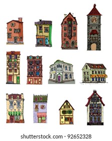 vintage facades - set - cartoon