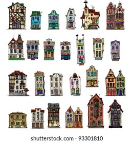 vintage facades - set - cartoon