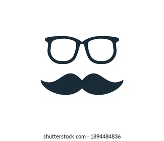 Vintage Face with Eyeglasses and Mustache Icon Vector Logo Template Illustration Design