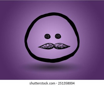 vintage face with a mustache. vector on a purple background